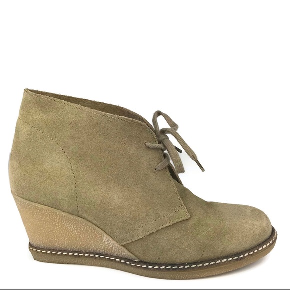 J. Crew Shoes - J Crew Wedge Booties Suede Ankle Boots Beige Tan